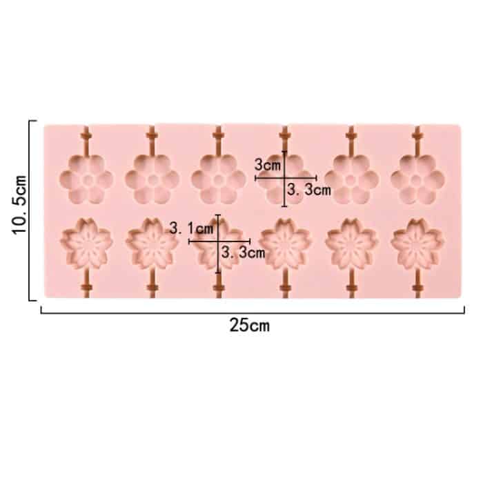 12 Grids Kirschblüte Lollipop Form Schokolade Chip Formen – Bild 3