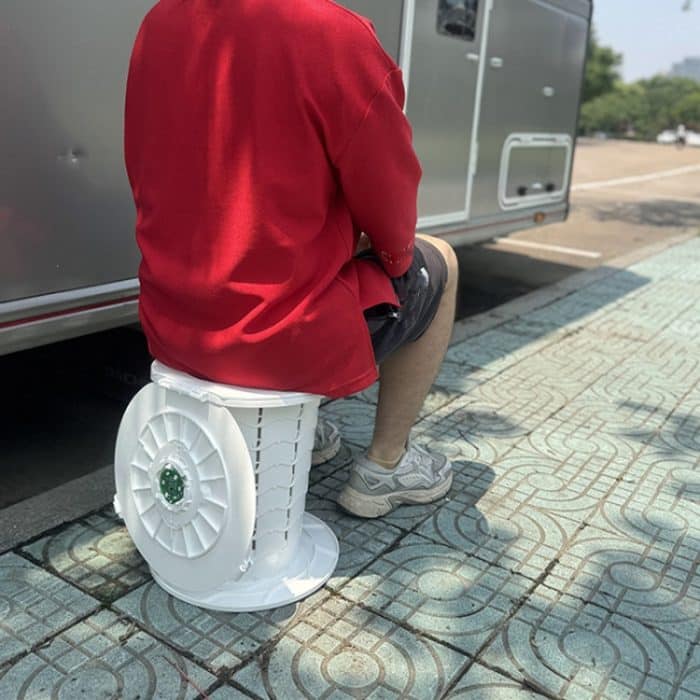 Einziehbarer, tragbarer Reisetoiletten-Klapphocker für den Außenbereich, Angeln, Camping, Ordinary White, Ordinary Black, With Light White, With Light Black – Bild 2