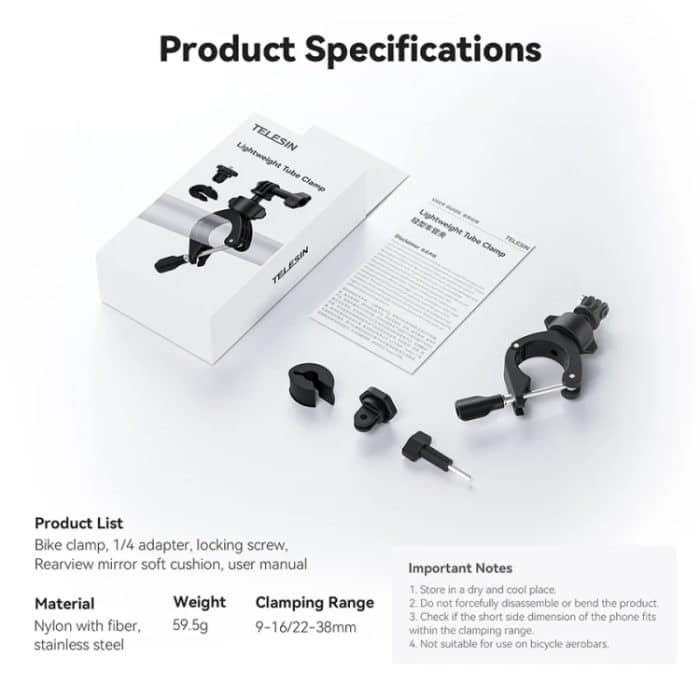 Leichte Vorbauklemme Fahrradhalterung 360 Grad verstellbar Sportkamera Universal, TELESIN TE-HBM-004 – Bild 11