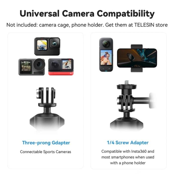 Leichte Vorbauklemme Fahrradhalterung 360 Grad verstellbar Sportkamera Universal, TELESIN TE-HBM-004 – Bild 9
