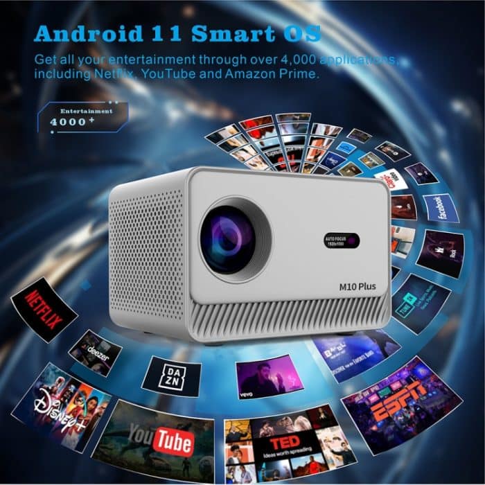 M10 Plus 1280x720P Projektor 2,4G / 5G WIFI Bluetooth 5.2 Android 11 System Heimkino, US Plug, AU Plug, UK Plug, EU Plug – Bild 6