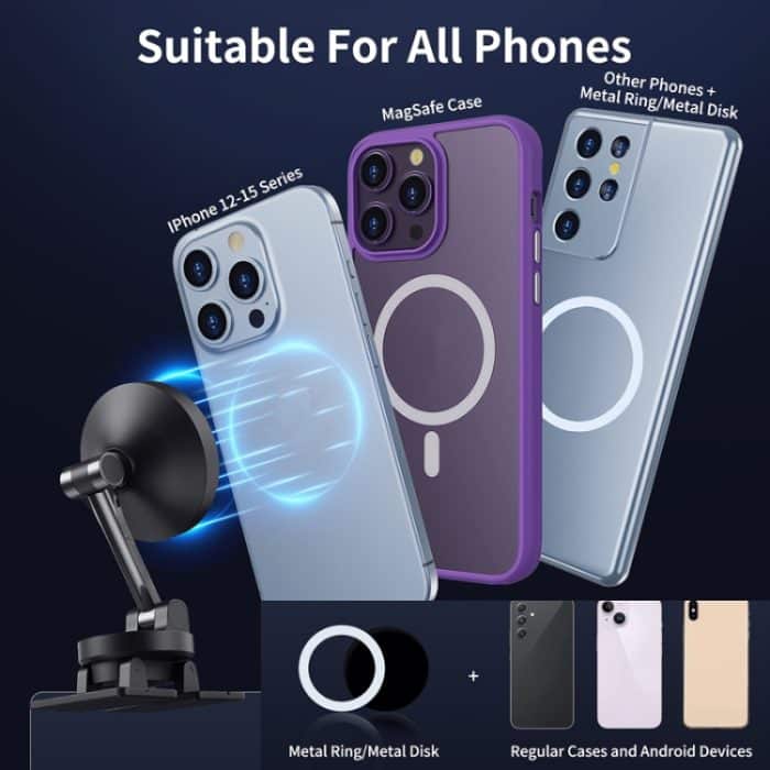 Mittelkonsole 360° drehbarer magnetischer Autotelefonhalter aus Zinklegierung für die Fahrzeugnavigation, Magnetic Holder – Bild 8