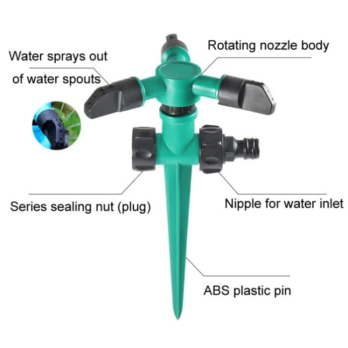 Automatische rotierende Kunststoff-Bodensprinkler Garten Rasen Dreieck Sprühdüsen – Bild 3