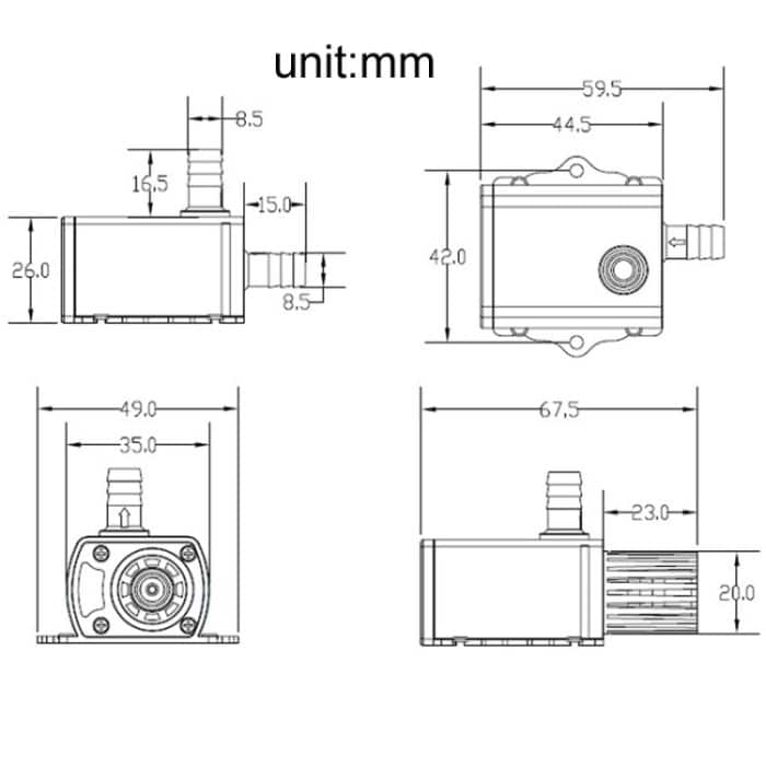Bürstenlose Umwälzpumpe für Kaltwasserbrunnen mit USB-Stromversorgung, QR50A – Bild 4