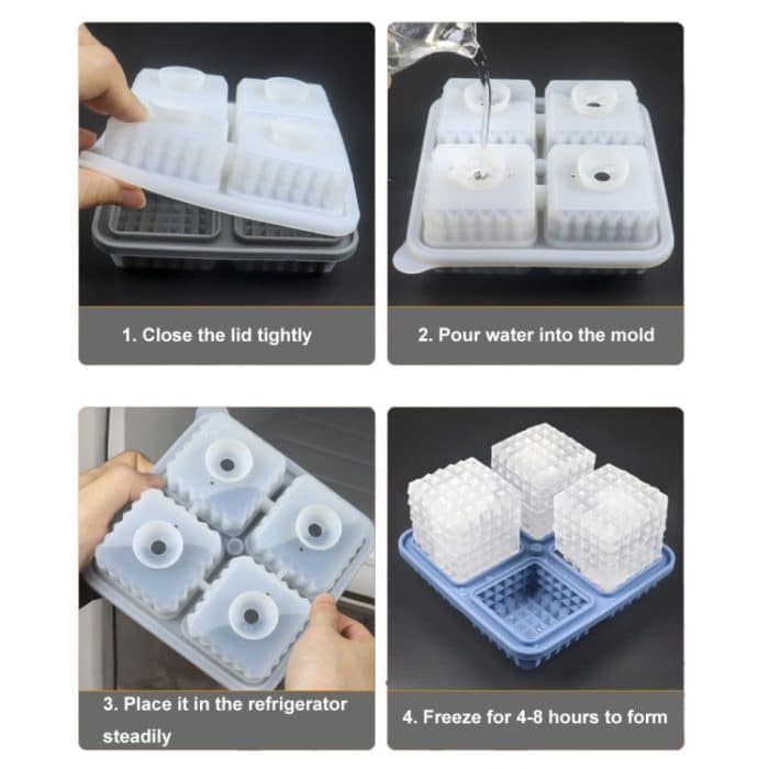 Bar Hause Backen Silikon Eisform Whisky Eis Box, Pink Square, Green Square, Dark Blue Square, Gray Square, Pink Round, Green Round, Dark Blue Round, Gray Round – Bild 7