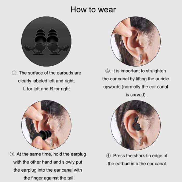 Ohrstöpsel zum Schlafen mit Geräuschunterdrückung, dreilagige schalldämmende Ohrstöpsel aus Silikon zum Schwimmen, Triple Layer – Bild 7