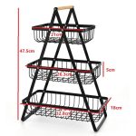 3-lagiger Handheld-Obstkorb, abnehmbarer Eisen-Wohnzimmer-Küchen-Brot-Snacks-Aufbewahrungskorb, Black, White, Gray – Bild 3