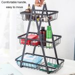 3-lagiger Handheld-Obstkorb, abnehmbarer Eisen-Wohnzimmer-Küchen-Brot-Snacks-Aufbewahrungskorb, Black, White, Gray – Bild 8