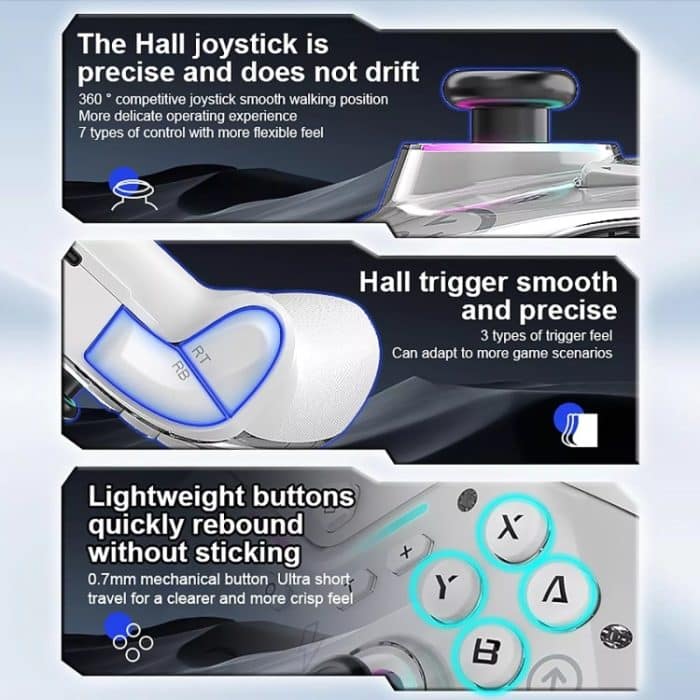 CM-619 Bluetooth-Gamecontroller, programmierbar mit RGB-Beleuchtung für Switch/Steam Deck/PC/IOS/Android, 619 Black, 619 White – Bild 3