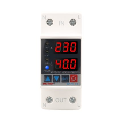 Einstellbarer, selbstrückstellender intelligenter Überspannungs- und Unterspannungsschutz 220 V AC, SINOTIMER SVP-718 40A, SINOTIMER SVP-718 63A