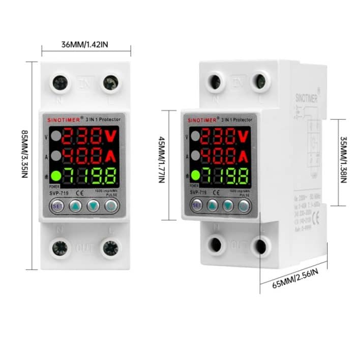 Über-/Unterspannungsschutz, Stromverbrauchsmonitor, Leistungsvoltmeter, SINOTIMER SVP-719 40A_N, SINOTIMER SVP-719 63A_N – Bild 6
