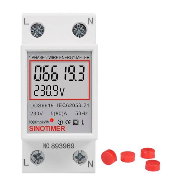 SINOTIMER DDS6619 80A 230V Din-Schienen-Einphasen-Energiezähler Spannungs-/Stromzähler, Without Backlight, With Backlight – Bild 2