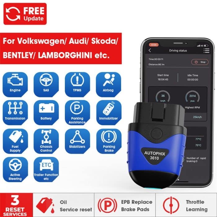 AUTOPHIX 3610 Bluetooth Auto Vollsystem-Diagnosescanner für VW / AUDI / SKODA / SEAT – Bild 3