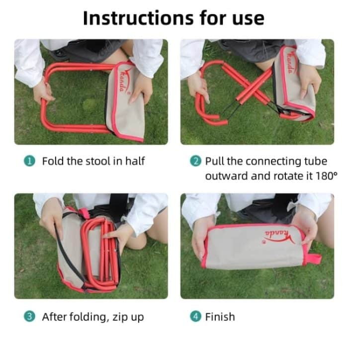 Kanda Tasche-Typ Klapp Angeln Stuhl Tragbare Outdoor Reise Skizzieren Hocker, Red, Large – Bild 3