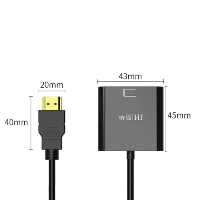 JINGHUA HDMI-zu-VGA-Adapterkabel, Laptop-Videokonverter, No Audio Black, No Audio White, With Audio White, With Audio Black – Bild 2