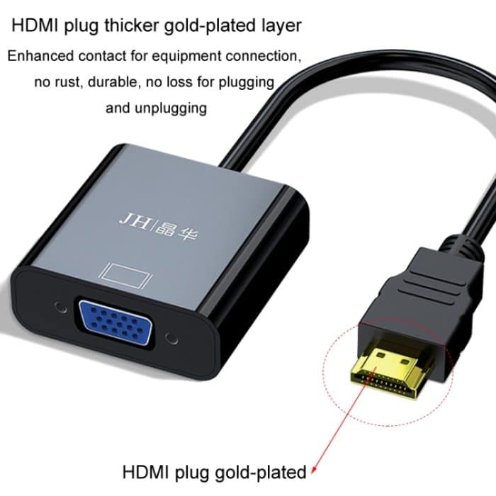 JINGHUA HDMI-zu-VGA-Adapterkabel, Laptop-Videokonverter, No Audio Black, No Audio White, With Audio White, With Audio Black – Bild 3