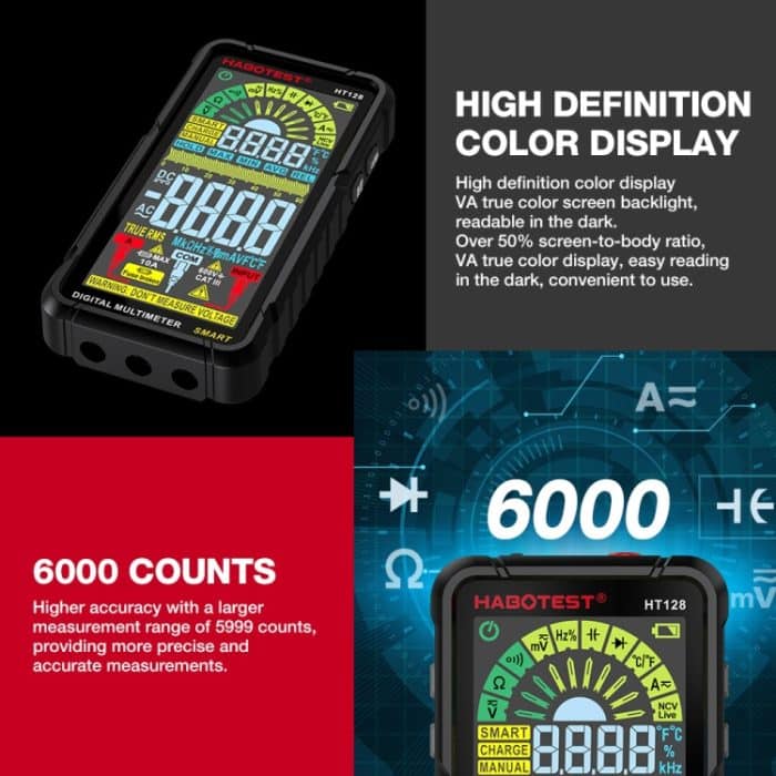 HABOTEST Automatischer Bereich Digitalanzeige Ultraklares intelligentes Strommultimeter – Bild 7