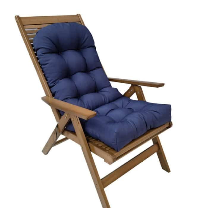 TBD0604998501.jpg 110x50cm Kuppel Wasserdicht Sonnenschutz Garten Klappstuhl Kissen mit hoher Rückenlehne, Navy Blue, Dark Gray, Hawaii Style, Flower, Gray Leaf – Bild 1