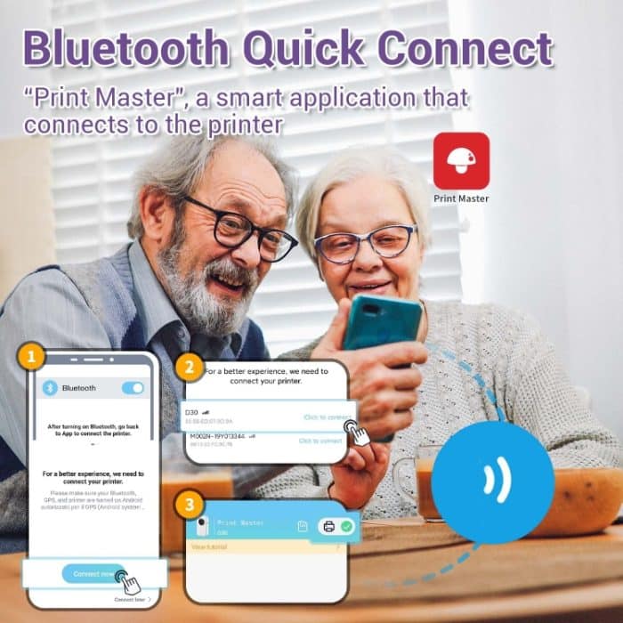 Phomemo D30 Thermo-Etikettendrucker, tragbares Bluetooth-Mini-Etikettendruckergerät, With 1 Roll Paper White, With 1 Roll Paper Black, With 1 Roll Paper Gray, With 3 Rolls Paper White, With 3 Rolls Paper Pink, With 3 Rolls Paper Green... – Bild 6