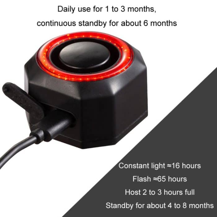 Fahrrad Smart Rücklicht Anti-Diebstahl-Alarm Bremse Warnlicht, WL03C Remote Control, WL03C Set + Silicone Remote Control, WL09C Remote Control – Bild 3