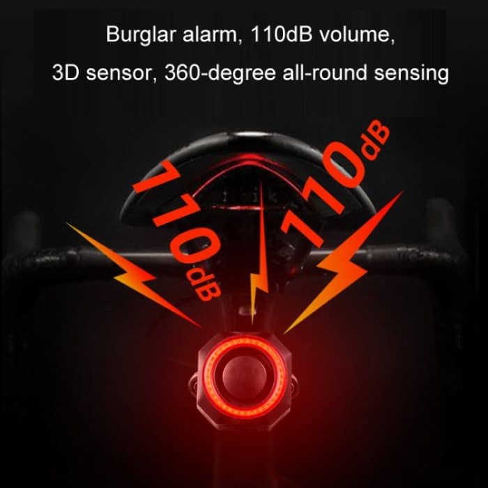 Fahrrad Smart Rücklicht Anti-Diebstahl-Alarm Bremse Warnlicht, WL03C Remote Control, WL03C Set + Silicone Remote Control, WL09C Remote Control – Bild 6