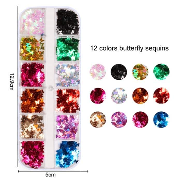 Nail Art Tools Set Nagelmalerei Stift Punktierstift Feilenstreifen Strass Schmetterling Pailletten Schmuck Set – Bild 6