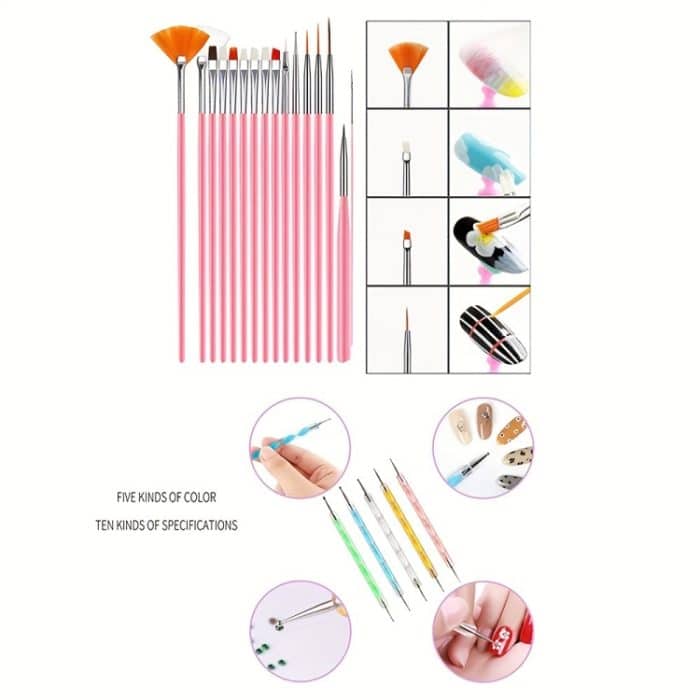 Nail Art Tools Set Nagelmalerei Stift Punktierstift Feilenstreifen Strass Schmetterling Pailletten Schmuck Set – Bild 10