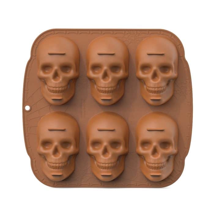 Einseitige Halloween-Silikonform mit 6 Totenköpfen, 6 Skulls – Bild 1
