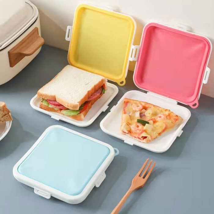 Sandwich Brot Frischhalte-Aufbewahrungsbox Silikon Tragbare Take-out Lunchbox – Bild 2
