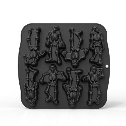 Kuchenform mit 8 Fächern, Totenkopf-Motiv, Halloween-Silikonform, 8 Grids Skulls