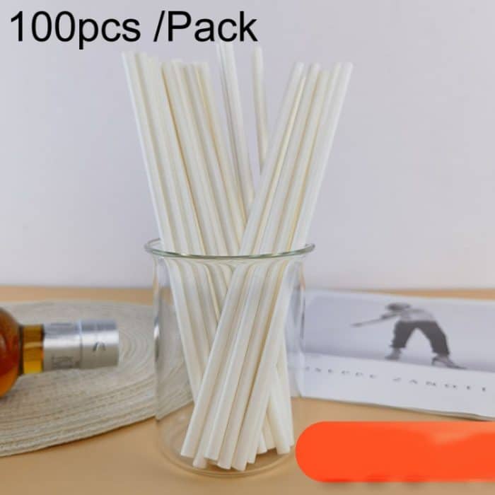 TBD0605030501.jpg 100 teile/paket 6x197mm Einweg Papier Strohhalme Biologisch Abbaubar Party Trinkhalme Dessert Tisch Dekoration Prop, White, Black, Kraft Paper – Bild 1