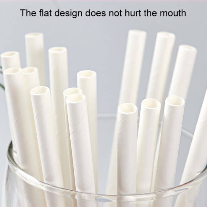 100 teile/paket 6x197mm Einweg Papier Strohhalme Biologisch Abbaubar Party Trinkhalme Dessert Tisch Dekoration Prop, White, Black, Kraft Paper – Bild 4