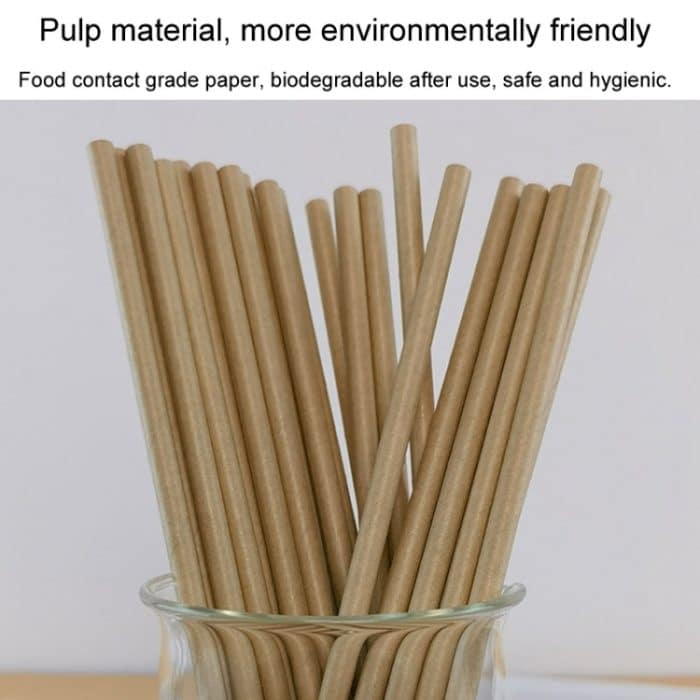 100 teile/paket 6x197mm Einweg Papier Strohhalme Biologisch Abbaubar Party Trinkhalme Dessert Tisch Dekoration Prop, White, Black, Kraft Paper – Bild 5