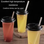 100 teile/paket 6x197mm Einweg Papier Strohhalme Biologisch Abbaubar Party Trinkhalme Dessert Tisch Dekoration Prop, White, Black, Kraft Paper – Bild 6