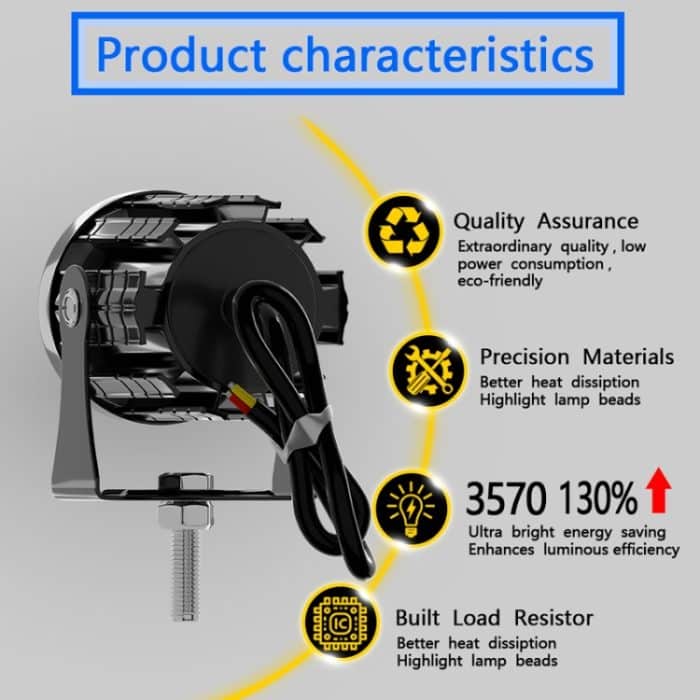 1 paar 12V-85V Motorrad Scheinwerfer Dual-farbe Automotive LED Arbeits Scheinwerfer, Yellow + White Light Without Flashing, Yellow + White Light With Flashing, White + White Light Without Flashing, White + White Light With Flashing – Bild 6