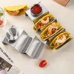 Edelstahl Taco Pfannkuchen Rack Turm W-förmigen Pfannkuchen Rack Mit Tasse, 2 Grids, 3 Grids – Bild 2