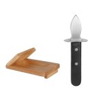 Austern-Jakobsmuschel-Werkzeug aus Edelstahl zum Öffnen von Küchenschalen, Knife+Wooden Stand