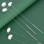 2 stücke Medium Köpfe Silber Nadel Gans Quill Stick Ohr Picking Werkzeug – Bild 2