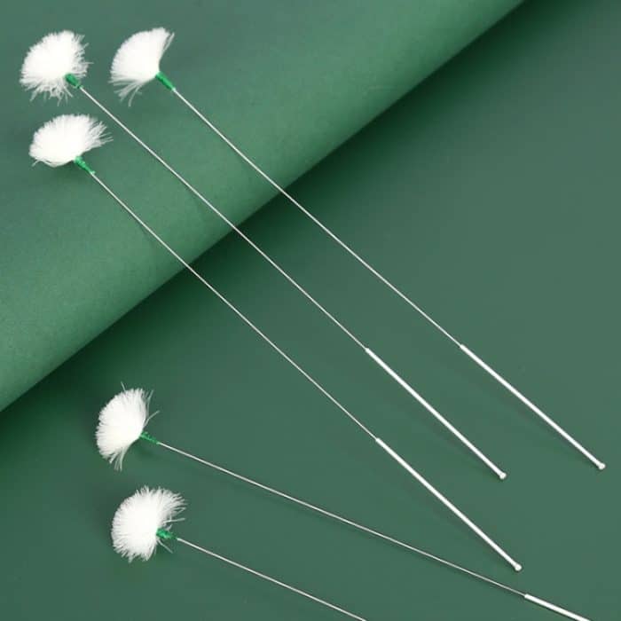 2 stücke Medium Köpfe Silber Nadel Gans Quill Stick Ohr Picking Werkzeug – Bild 2