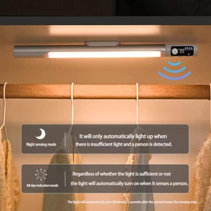 Wiederaufladbares LED-Nachtlicht mit Bewegungsmelder unter dem Schrank mit digitaler Anzeige, 1200mAH, 2000mAH – Bild 3