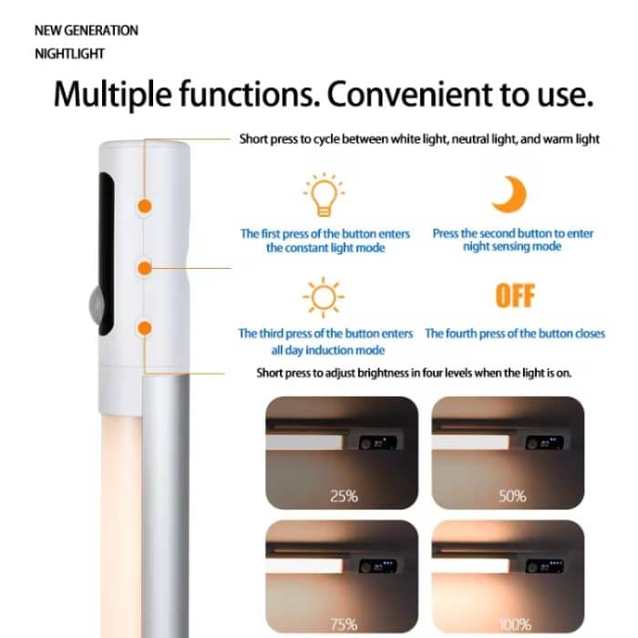 Wiederaufladbares LED-Nachtlicht mit Bewegungsmelder unter dem Schrank mit digitaler Anzeige, 1200mAH, 2000mAH – Bild 5