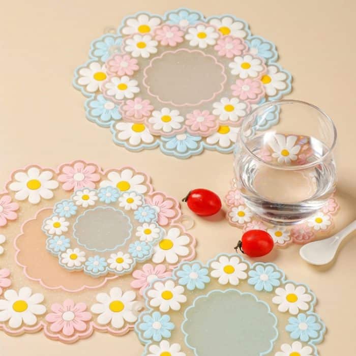 Hochtemperaturbeständige Daisy-Untersetzer für den Haushalt, Isoliermatte für Küchentische, Pink Small, Blue Small, Pink Medium, Blue Medium, Pink Large, Blue Large – Bild 2