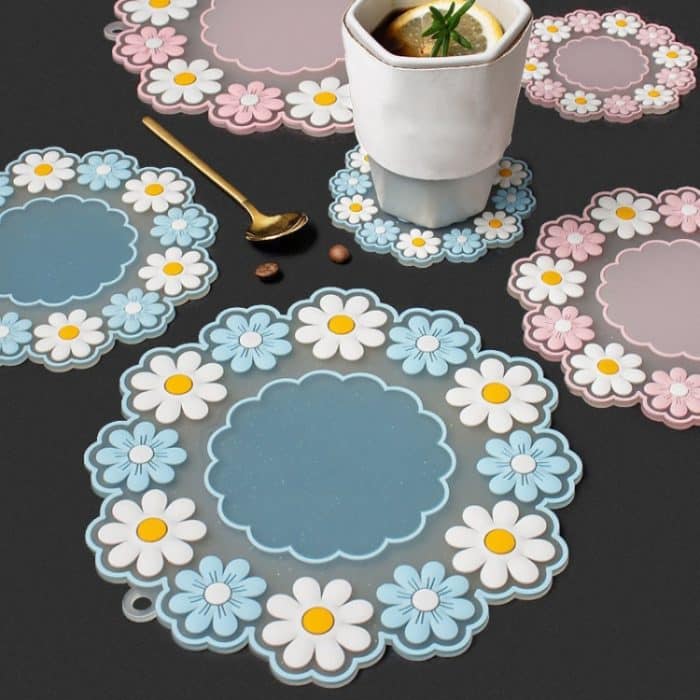 Hochtemperaturbeständige Daisy-Untersetzer für den Haushalt, Isoliermatte für Küchentische, Pink Small, Blue Small, Pink Medium, Blue Medium, Pink Large, Blue Large – Bild 7