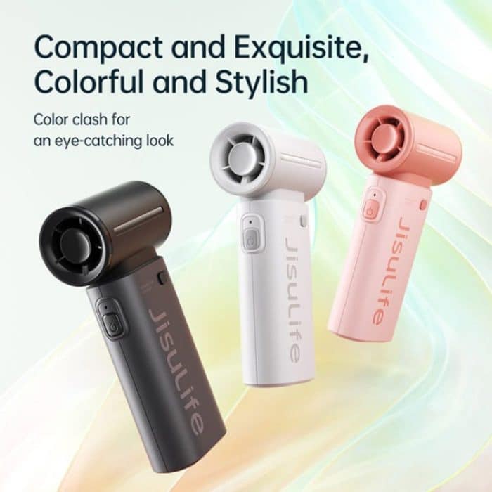 JisuLife Hochgeschwindigkeits-Handventilator, kleiner tragbarer Mini-Ventilator, wiederaufladbar über USB, elektrischer Ventilator zur Desktop-Kühlung, 3600mAh, 5000mAh – Bild 3