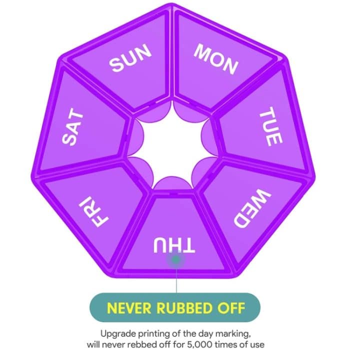 2 Stück tragbare transparente feuchtigkeitsbeständige wöchentliche Pillenaufbewahrungsbox mit 7 Fächern – Bild 6