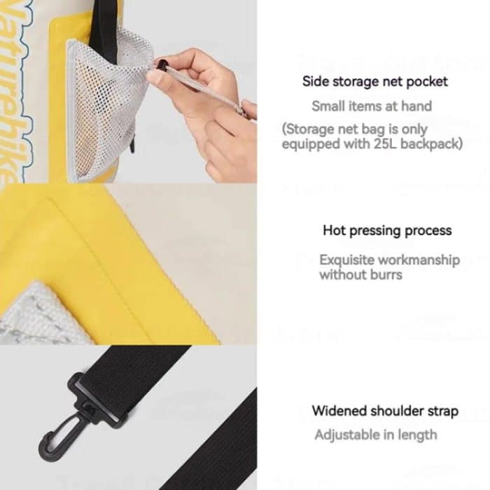 Naturehike Rafting Wasserdichte Tasche Trocken Nass Separaten Schulter Tasche, 25L Yellow, 10L Green, 25L Green – Bild 5
