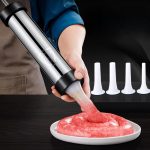 Wurstfüller aus Edelstahl, handbetriebener Fleischwurstmacher, With 4pcs Nozzle