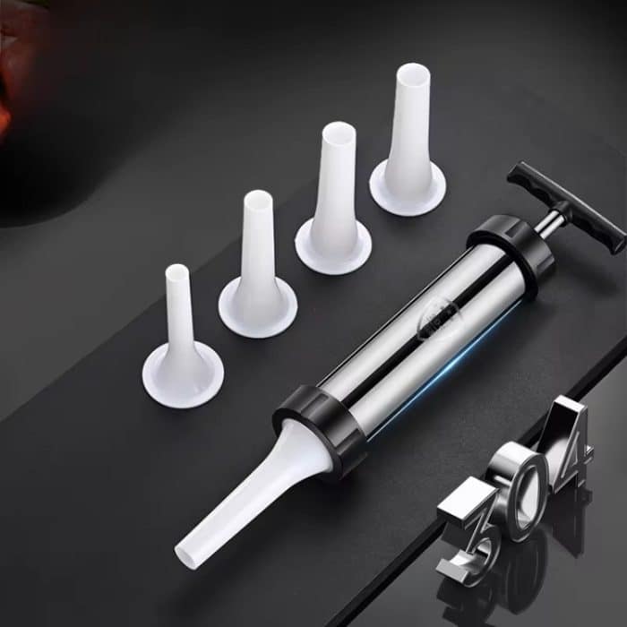 Wurstfüller aus Edelstahl, handbetriebener Fleischwurstmacher, With 4pcs Nozzle – Bild 2