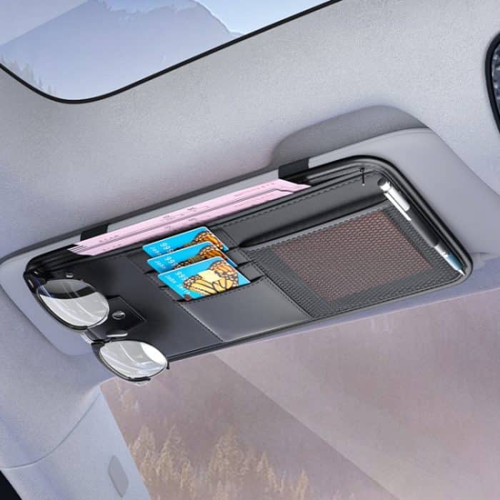 Auto-Sonnenblenden-Karten-Brillenhalter mit Reißverschluss, Aufbewahrungstasche – Bild 9