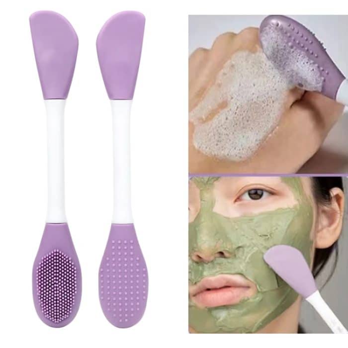 2 stücke Dual Kopf Silikon Gesicht Maske Pinsel Gesicht Reinigung Massage Pinsel Schlamm Maske Applikator – Bild 2